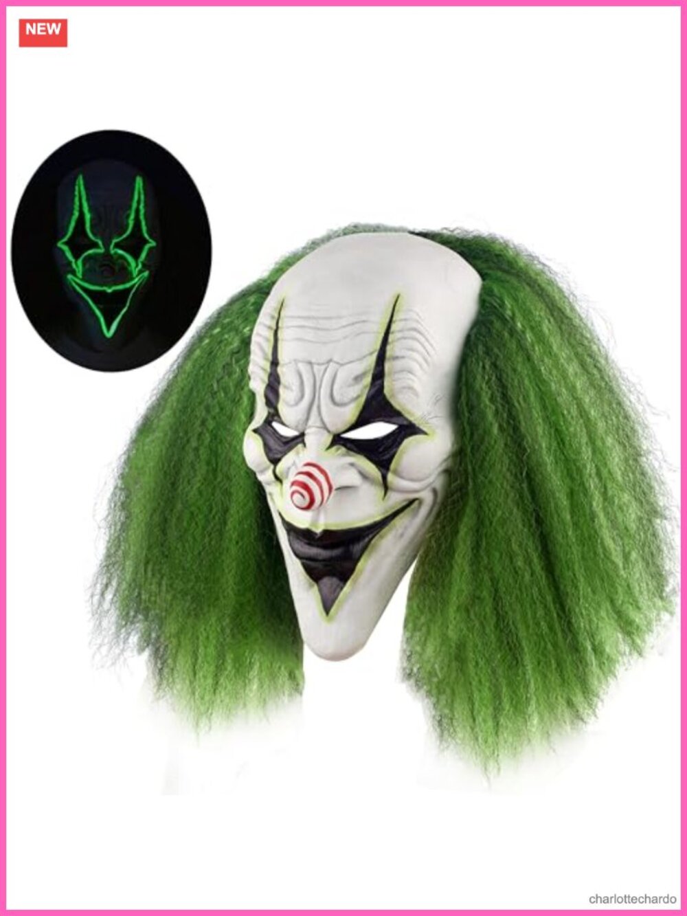 Halloween Clown Mask Full Head Latex Wig Horror Evil Killer Joker Costume
